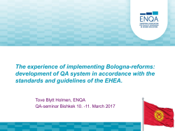 Internationalisation of QA agencies