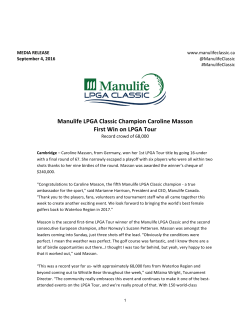 Manulife LPGA Classic Champion Caroline Masson First Win on