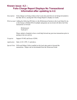 Known issue: 4.2 &ndash; Folio Charge Report Displays No Results.