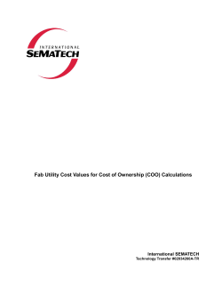 Fab Utility Cost Values for Cost of Ownership (COO)