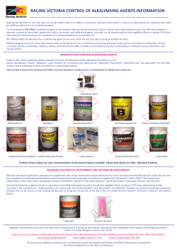 racing victoria control of alkalinising agents information