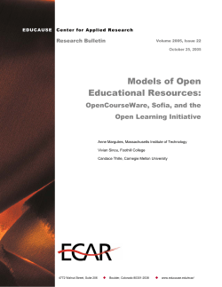 OpenCourseWare, Sofia, and the Open Learning Initiative