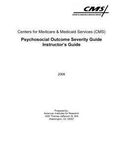 Psychosocial Outcome Severity Guide Instructor`s Guide