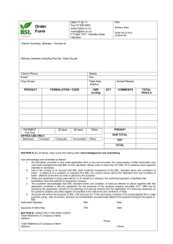 order FORM BSL 2015
