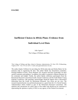 Inefficient Choices in 401(k) Plans: Evidence from Individual