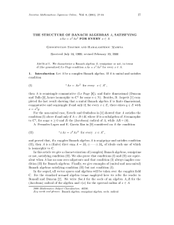 THE STRUCTURE OF BANACH ALGEBRAS A, SATISFYING 2 FOR