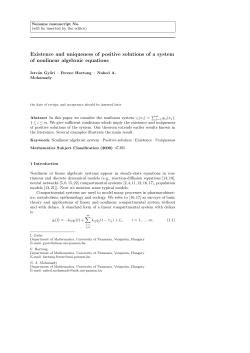 Existence and uniqueness of positive solutions of a - uni