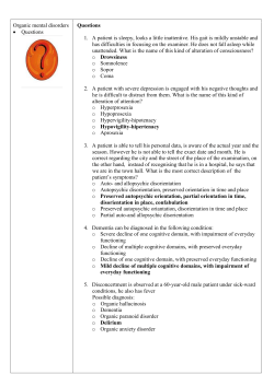 Organic mental disorders Questions Organic mental disorders