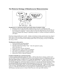 The Rhetorical Strategy of Metadiscourse
