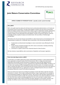RCUK Policy Internship scheme - Joint Nature Conservation