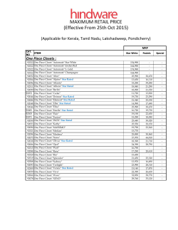 MAXIMUM RETAIL PRICE (Effective From 25th Oct 2015)