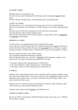 OLYIMPIC GAMES Olyimpic games are inernational