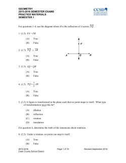 GEOMETRY 2015-2016 SEMESTER EXAMS PRACTICE