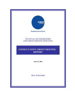 Break-out group I - FIRST Initiative