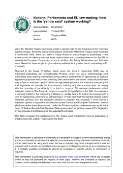National Parliaments and EU law-making: how is the `yellow card