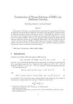 Construction of Strong Solutions of SDE`s via Malliavin Calculus