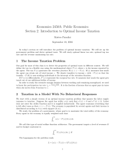 Economics 2450A: Public Economics Section 2: Introduction to
