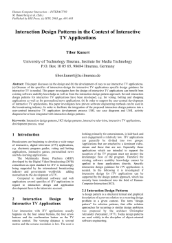 Interaction Design Patterns in the Context of Interactive TV