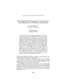Some Empirical Evidence for the Involvement Load Hypothesis in