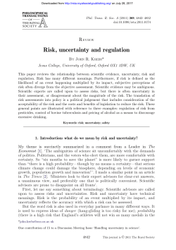 Risk, uncertainty and regulation