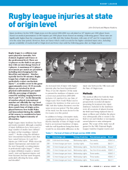 Rugby league injuries at state of origin level