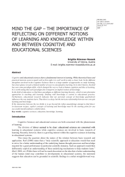 the IMportaNce of reflectING oN dIffereNt NotIoNS of learNING aNd