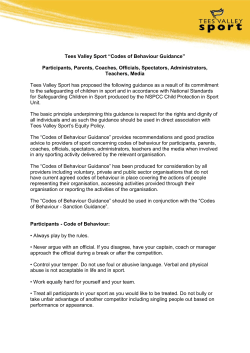 Tees Valley Sport &ldquo;Codes of Behaviour Guidance&rdquo; Participants