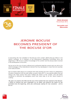 J&eacute;r&ocirc;me Bocuse becomes president of the Bocuse d`Or