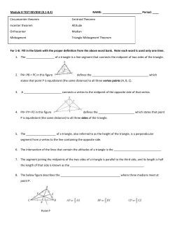Circumcenter theorem Centroid Theorem Incenter theorem Altitude