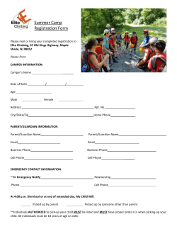 Summer Camp Registration Form