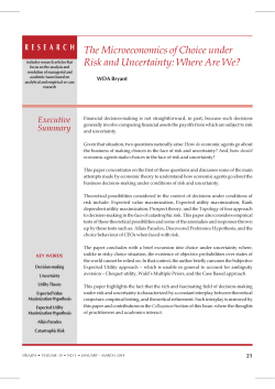 The Microeconomics of Choice under Risk and Uncertainty: Where