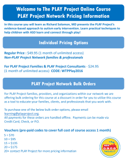 The PLAY Project Online Course PLAY Project Network Pricing