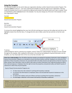 Hazard Communication Program. This template