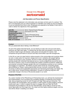 Job Description and Person Specification Please note this statement