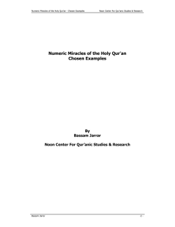 Numeric Miracles of the Holy Qur`an Chosen