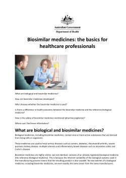 Biosimilar medicines - the basics for health care professionals