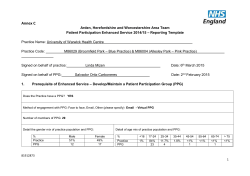 Patient participation enhanced service - reporting