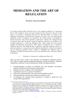 Alexander, Nadja --- "Mediation and the Art of Regulation" [2008