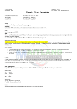 Cricket Captains Info Sheet - Maitland Indoor Sports Centre