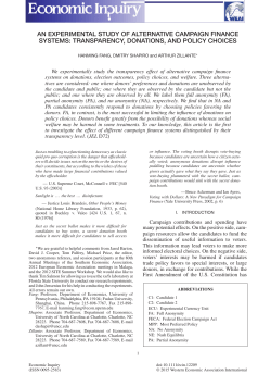 an experimental study of alternative campaign finance systems