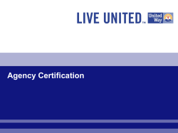Agency Certification - United Way of Fairfield County