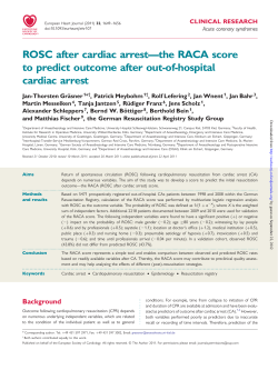 ROSC after cardiac arrest&mdash;the RACA score to predict outcome after