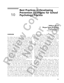 Best Practices in Developing Prevention Strategies for School