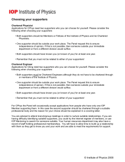 Choosing your supporters Chartered Physicist Applications for