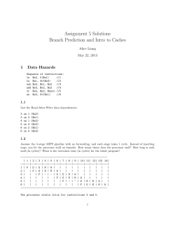 Assignment 5 Solutions Branch Prediction and Intro to Caches
