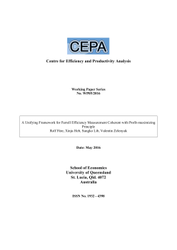 Centre for Efficiency and Productivity Analysis School of Economics