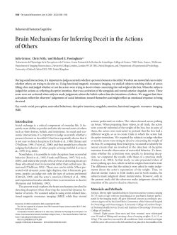 Brain Mechanisms for Inferring Deceit in the Actions of Others