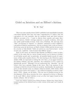 G&ouml;del on Intuition and on Hilbert`s finitism