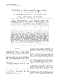 Root plasticity buffers competition among plants: theory meets