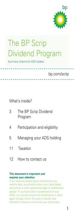 The BP Scrip Dividend Program